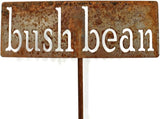 Classic Metal Garden Markers 19 Inches Tall (bush beans, Naturally Rusted)
