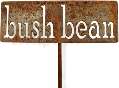 Classic Metal Garden Markers 19 Inches Tall (bush beans, Naturally Rusted)