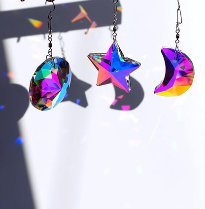 Crystal Prism Suncatcher for Window Home Decoration, 3pcs Hanging Ornament Pendant, 45mm Rainbow Maker AB