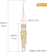 Hanging Window Garden Crystal Sun Catcher, Gold-Plated Sun Catcher for Indoor and Outdoor Decoration, Light Catcher, Party Crystals (Golden)