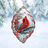 3D Cardinal Bird Wind Spinner 10 Inch Stainless Steel Metal Art Kinetic Sculpture Red Bird Hanging Ornament for Garden, Yard, Patio, and Home Décor Christmas Decor