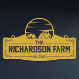 Personalized Metal Farm Sign, Customized Family Name Ranch Sign, Large Last Name Sign for Farmhouse Decoration, Outdoor Farm Wall Art, Welcome Sign, Entrance Gate Sign, Farm Lovers Gift, Garden Decor