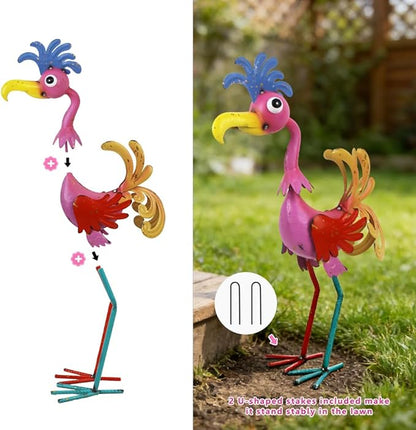 20'' Tall Metal Rooster Statue, Funny Rooster Sculpture Garden Decor, Metal Yard Art for Farmhouse, Lawn, Garden