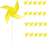 HARFINGTON 50pcs Windmills for The Yard Garden 17" x 11" 4 Leaves Pinwheels Wind Mills Spinners Windproof Waterproof Bird Devices with Stakes for Patio Decor, Yellow