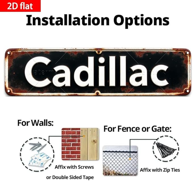 Vintage Tin Signs - 16 * 4 Inches Cadillac Design for Garage, Bedroom, Patio - Mens Wall Decor, Family Wall Decor, Outdoor Signs
