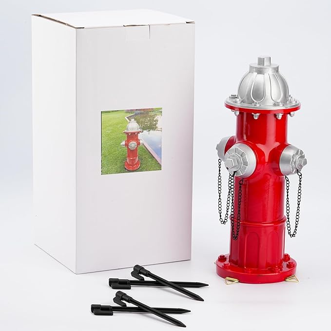 Realistic Resin Fire Hydrant Statue for Potty Training Dogs - Dog Fire Hydrant Pee Post, Weather-Resistant Garden Decor,Outdoor Garden & Lawn Ornament (Suitable for Small Dogs;13.1In;Silver)