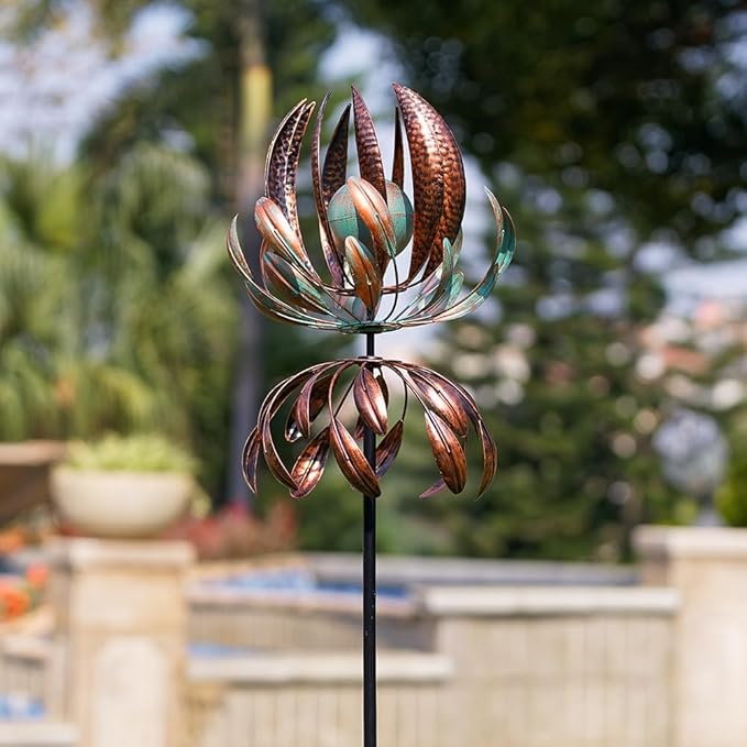 DREAMYSOUL Wind Spinner for Yard and Garden, 360 Degree Tulip Wind Spinner Outdoor, Large Kinetic Metal Wind Spinners & Sculpture