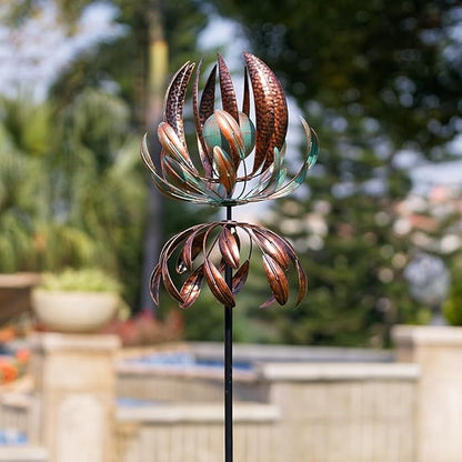 DREAMYSOUL Wind Spinner for Yard and Garden, 360 Degree Tulip Wind Spinner Outdoor, Large Kinetic Metal Wind Spinners & Sculpture