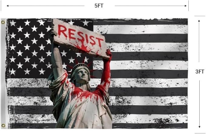 Resist Flag 3X5Ft, Protest American Flag, Statue of Liberty Design Flags, Men Women Banner,Vibrant Colors, Double Stitched with 2 Brass Grommets, Bar Garden Street Decoration, GYM, Office Decor,Indoor Outdoor Use,Gifts. (3x5ft)