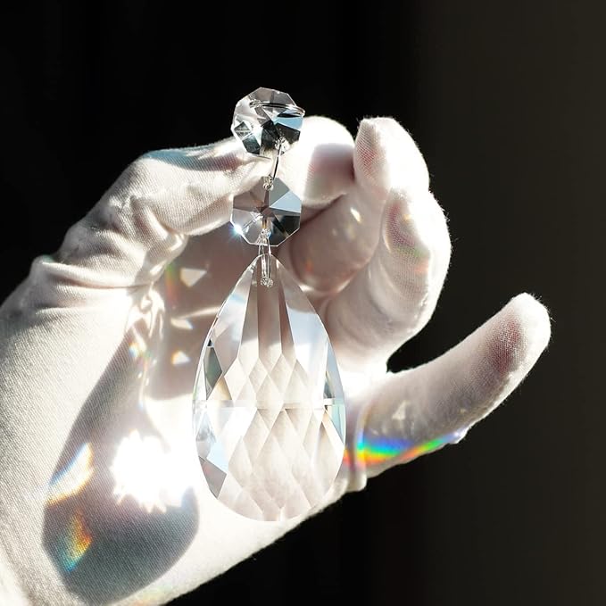 10pcs 63mm Teardrop Chandelier Crystals, Clear Crystal Chandelier Prisms Pendants Parts Beads, Hanging Decoration for Wedding Party