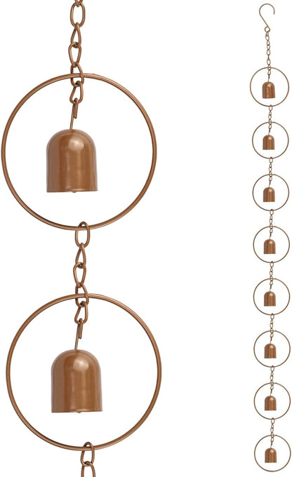 47 Inch Hanging Rain Chain - Metal Rain Chime with Bell Shape for Gutter Drainage, Decorative Outdoor Rain Bell for Garden Patio Balcony