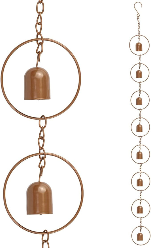47 Inch Hanging Rain Chain - Metal Rain Chime with Bell Shape for Gutter Drainage, Decorative Outdoor Rain Bell for Garden Patio Balcony