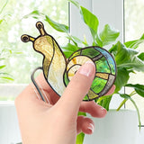 JOONOR 2 Pieces Stained Acrylic Snail Flower Pot Hugger Cute Animal Snail Statue for Planter Hanger Decorations Outdoor Fairy Garden Planter Edge Accessories,Style D