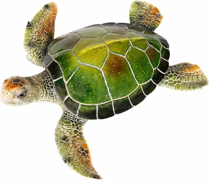 Resin Sea Turtle Decorative Statue - 16x15 Inch Tropical Wall and Garden Art -Ocean-Themed Décor for Home - Beach House - Coastal - Marine Enthusiasts (Green)