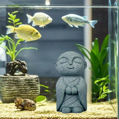 Mini Monk Buddha Statue Sandstone Statues Zen Monk Praying Statue Sculptures for Wealth Good Luck Feng Shui Decor Home Fish Tank Aquarium Garden (Style 10)