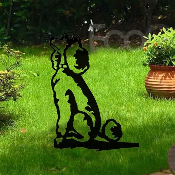 Adorable Dog Stake Decoration Yard Garden Outdoor Poodle Lawn Decor Metal Art Dog Silhouette Decoration Steel Dogs Statue Adorable Ornament Gift (Poodle)