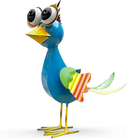 Colorful Metal Rooster Garden Statue, Wacky Outdoor Animal Statues, Weather-Resistant Chicken Figurine Outside Decorations, Metal Garden Sculptures, for Lawn Patio Porch Outdoor Decor
