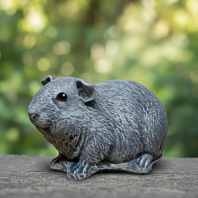 OLOMA Guinea Pig Lawn Accent Statue Solid Concrete Animal Art with Protective Resin Surface All Season Weatherproof Outdoor Indoor Decor for Home Yard Patio Lawn Shelf Display
