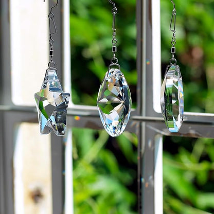 Crystal Prism Suncatcher for Window Home Decoration, 3pcs Hanging Ornament Pendant, 45mm Rainbow Maker Clear