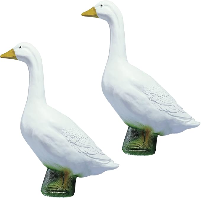 Union Products 2 Pack Goose Outdoor Lawn and Garden Statue, 23" Tall Animal Figurine for Patio, Balcony, or Front Porch Decor, White
