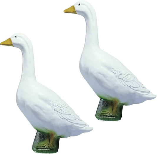 Union Products 2 Pack Goose Outdoor Lawn and Garden Statue, 23" Tall Animal Figurine for Patio, Balcony, or Front Porch Decor, White