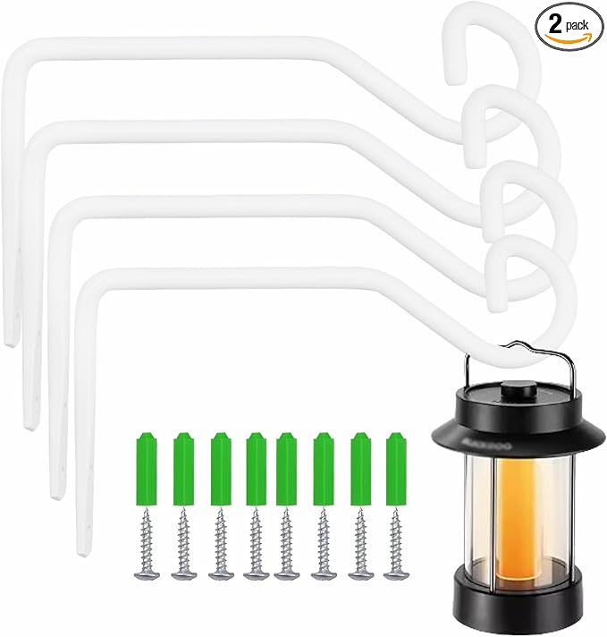 4 Pcs 6.7 Inch White Plant Hanger Hooks Indoor/Outdoor Wall Mount.Metal Heavy Duty Hanging Plant Holder.Hanging Holder for Bird Feeders, Wind Chimes, Flower Baskets (White, 4Pcs)