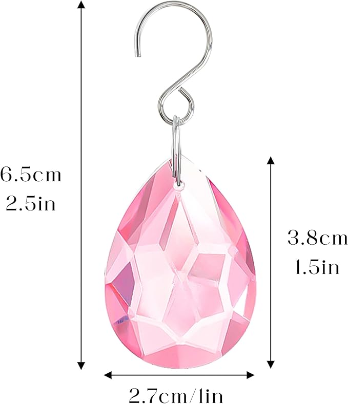 H&D HYALINE & DORA 10pcs Bauhinia Crystal Suncatcher Prisms Chandelier Beads Replacement 38mm Hanging Crystals Ornament Pendant for Window Wedding Party Decor,Pink