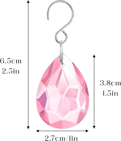 H&D HYALINE & DORA 10pcs Bauhinia Crystal Suncatcher Prisms Chandelier Beads Replacement 38mm Hanging Crystals Ornament Pendant for Window Wedding Party Decor,Pink