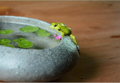 Top Collection Garden Frogs On Long Functional Stone Flower Pot Planter Figurine