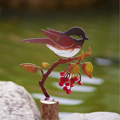 Wrought Iron Bird Decoration Metal Iron Art Animal Bird Hanging Ornaments Cute Bird Art Iron Sculpture Creative Outdoor Silhouettes Garden Crafts for Garden (red)