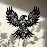 WPCJREU Totem Metal Wall Art, Eagle Feather Celtic Knot Iron Sculpture, Spiritual Tribal Decor for Living Room, Office & Patio