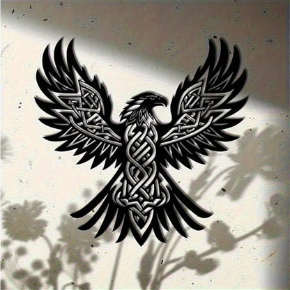 WPCJREU Totem Metal Wall Art, Eagle Feather Celtic Knot Iron Sculpture, Spiritual Tribal Decor for Living Room, Office & Patio