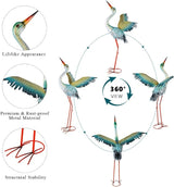 40" Metal Crane Garden Statue with Solar Light, Large Outdoor Heron Sculpture,Rust-Proof Garden Sculptures & Statues,Yard Art for Patio & Backyard