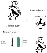 CREATCABIN Metal Bird Wall Decor Birds on The Branch Art Iron Wall Signs Hanging Metal Ornament Sculpture Leaves for Balcony Garden Home Living Room Decoration Outdoor Indoor Gifts Black 11.8x7.8Inch
