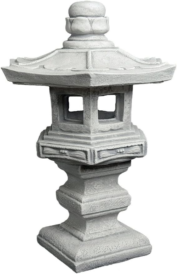 Garden Concrete Pagoda Oriental Latern Figurine Japanese Stone Pagoda Zen Garden Decoration Asian Outdoor Decor Gray