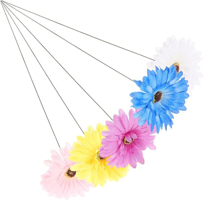5pcs Daisy Garden Stakes Decor Metal Flower Pathway Stakes for Outdoor Decoration Vibrant Garden Art for Home and Festivals