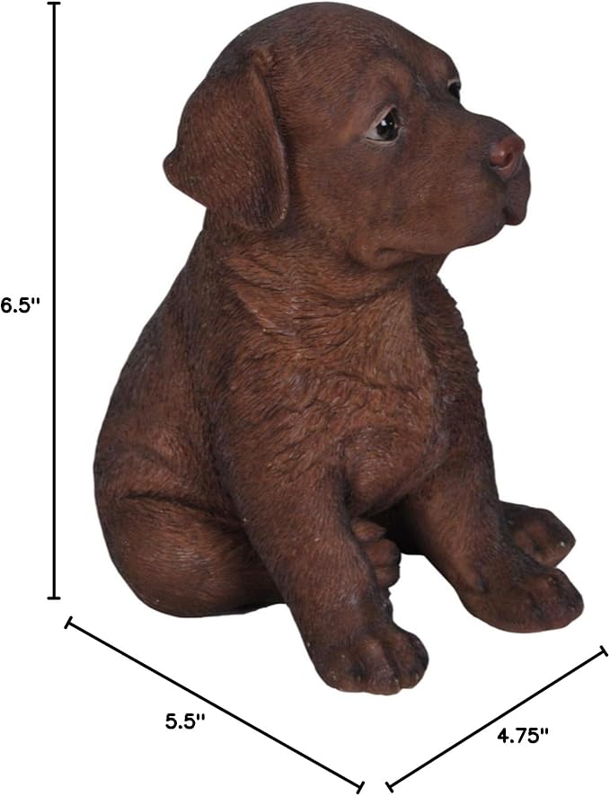 HI-LINE Sitting Labrador Puppy Outdoor Garden Statue - 6.5" - Brown