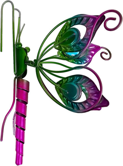 Metal Butterfly Flower Pot Huggers Dreamy Butterflies Planter Hanging Figurines with Color Beads Fill the Body 3.5 Inch Iron Insect Garden Art Sculptures Statues Hanger Ornaments for Yard Fence (A)