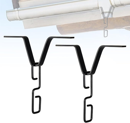 2 PCS Rain Chain Gutters Adapter Clip - V Shaped Hook Hanger Garden Rain Catcher System, Water Diverter Accessories (2 PCS, Black)