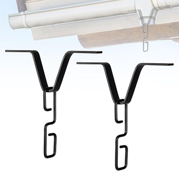 2 PCS Rain Chain Gutters Adapter Clip - V Shaped Hook Hanger Garden Rain Catcher System, Water Diverter Accessories (2 PCS, Black)