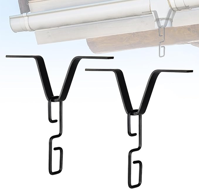Rain Chain Gutters Adapter Clip - V Shaped Hook Hanger Garden Rain Catcher System, Water Diverter Accessories (1 PCS, Black)