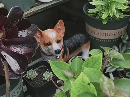 Garden Corgi Statue Dog Figurines Indoor/Outdoor Garden Landscaping Sculpture for Patio, Yard or Lawn Flower Pots Balcony Ornaments