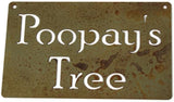 Classic Metal Garden Markers Clearance Items 20 to 33 Inches Tall (Poopay's Tree (wall hanger), Naturally Rusted)
