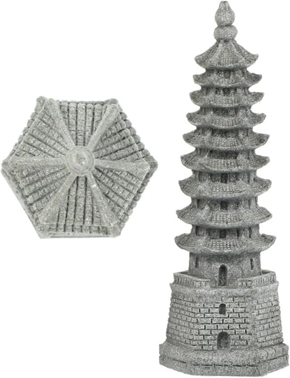 Set of 2 Pagoda Garden Miniature Sculptures - Zen Tower Decor Statues for Indoor and Outdoor Fairy Gardens - Asian Figurines for Chinese Outdoor Pagoda Decor for Home and Garden Enthusiasts