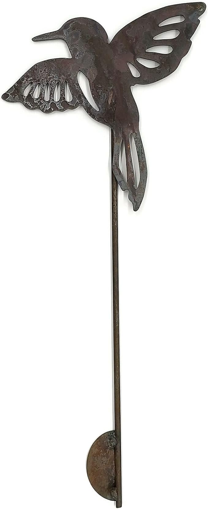 Animal Wildlife Style Steel Rustic or Powder Coated Metal Yard Stake (Hummingbird 20" Tall Including Stake, Naturally Rusted)