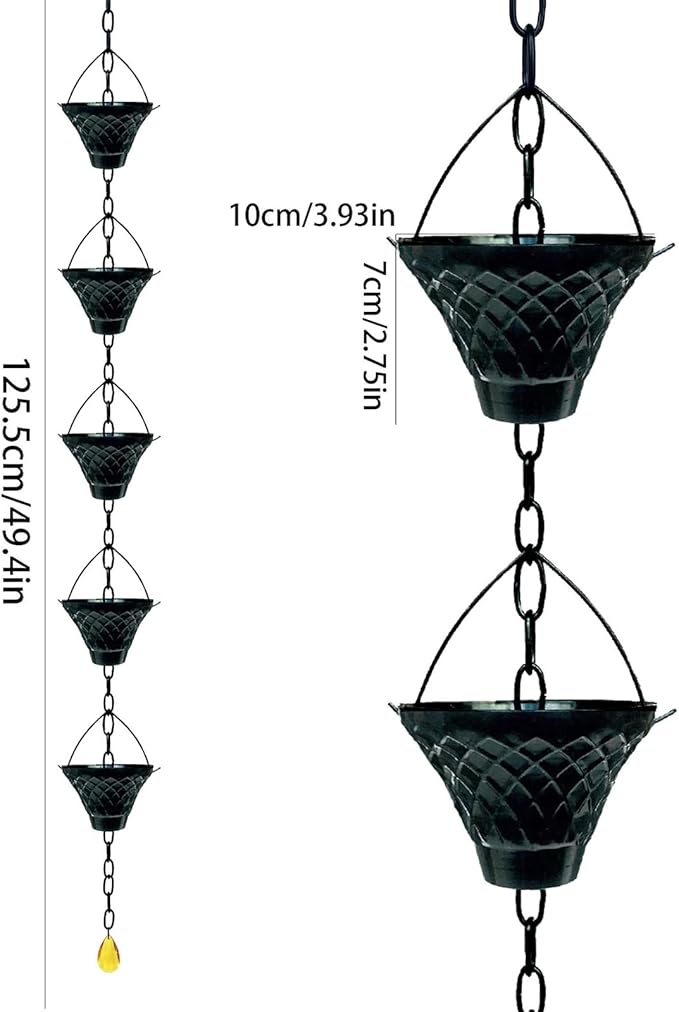 Easyly Install Rain Chain Antique Bronze Decorative Hanging Gutter for Home Commercial and Gardens Drainage Easyly Install Decorative