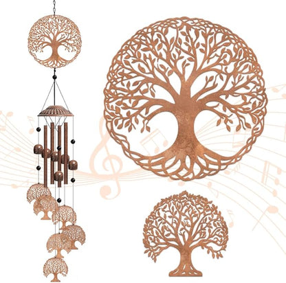 OLYCRAFT Tree of Life Wind Chimes Outdoors Wind Chime Sympathy Memorial Windchime Iron Windchime Memorial Presents Hanging Windbell for Patio Backyard Home Garden Pendant Decoration -31.5 Inch