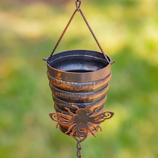 Zaer Ltd. Ornate Hanging Rain Chains (Bronze Finish, Bumble Bee Hives)