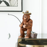 Bigfoot Statue - Bigfoot Fishing Resin Figures 7.2 Inches, Sasquatch Gifts. Bigfoot Decoration is Suitable for Outdoor and Indoor Decor. Garden Bigfoot Decor Father's Day