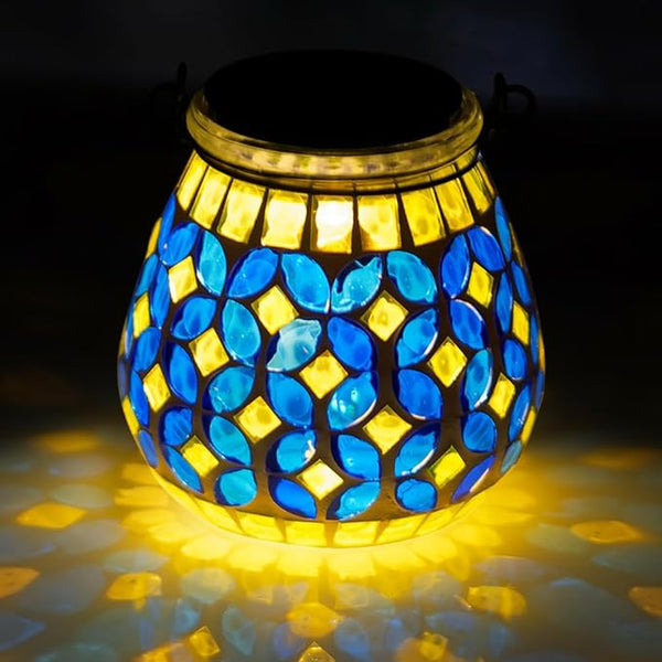 Starsoul Solar Lanterns Outdoor Waterproof, Gorgeous Mosaic Solar Lantern Outdoor Garden Decor, Solar Hanging Lights for Outside Patio Yard